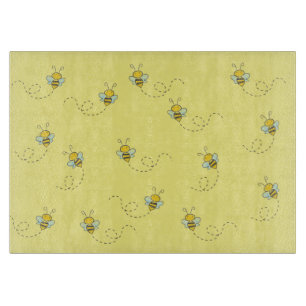 Tabla De Cortar Abeja Ocupada Patrón Amarillo
