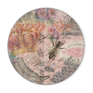Tabla De Cortar Abeja Reina Vintage Hermoso Collage
