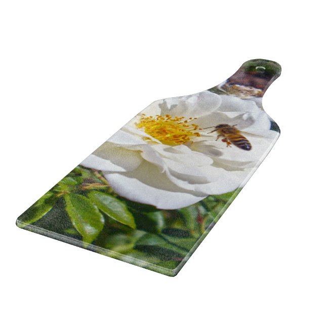 Tabla De Cortar Abeja Volando Al Rosa, (Borde)