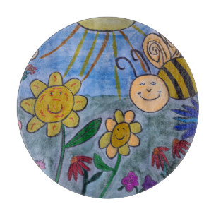 Tabla de cortar Abeja y Flores