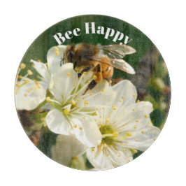 Tabla De Cortar Abejas y Flores de Ciruelo: Tablero de Vidrio de A