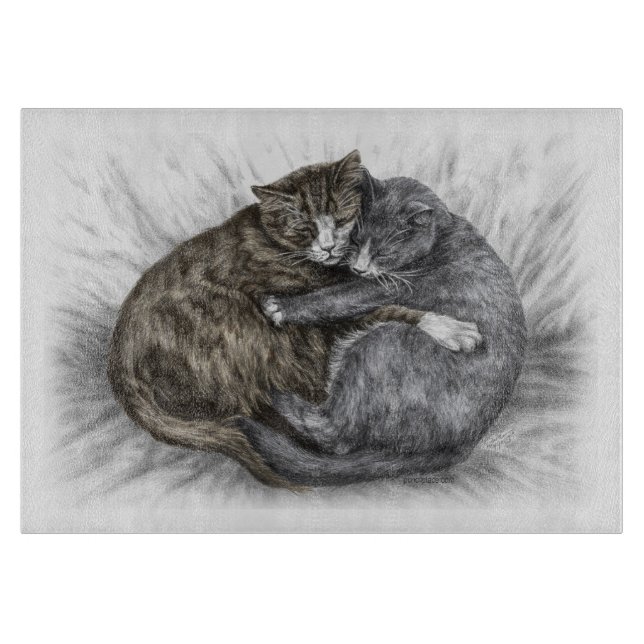 Tabla De Cortar Abrazando gatos durmiendo (Anverso)