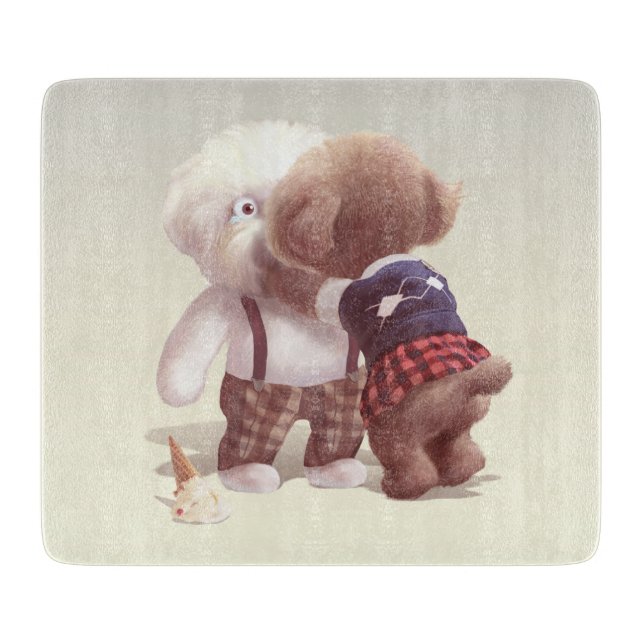 Tabla De Cortar Abrazo de perros pequeños (Anverso)