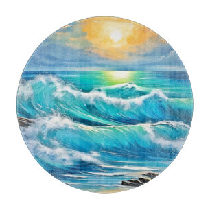 Tabla De Cortar Abrazo del Océano: Arte de Olas