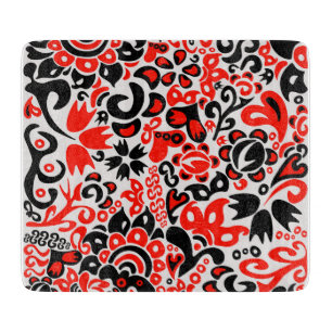 Tabla De Cortar Abrupción del patrón floral del arte folklórico ét