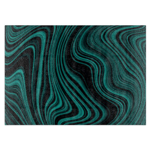 Tabla De Cortar Abstracción de la ola negra y esmeralda