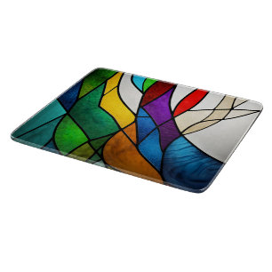Tabla De Cortar Abstracción del mosaico de vidrio manchado colorid