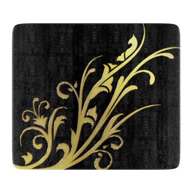 Tabla De Cortar Abstract Luxury Faux Gold Flower (Anverso)