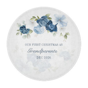 Tabla De Cortar Abuelos primer Navidad Floral Polvo Azul