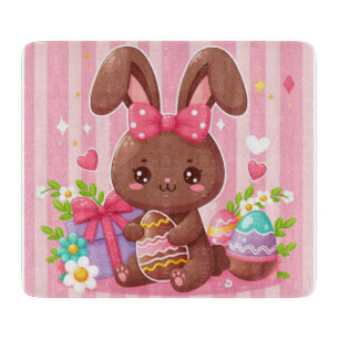 Tabla De Cortar Abundancia de Pascua de chocolate con rayas rosas