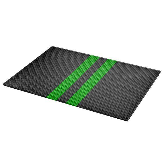 Tabla De Cortar Accent Green Carbon Fiber Style Racing Stripes (Borde)