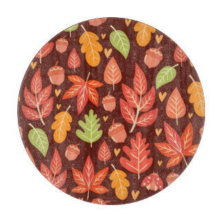 Tabla De Cortar Acornos, hojas de otoño, tapicería forestal