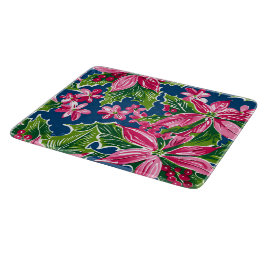 Tabla De Cortar Acrilico de acebo y flores de Navidad 