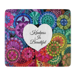 Tabla De Cortar Acuarela Arcoiris Mandala con corazón