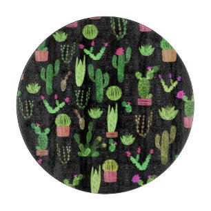 Tabla De Cortar Acuarela Cactuses Planta Fondo Sin Marea