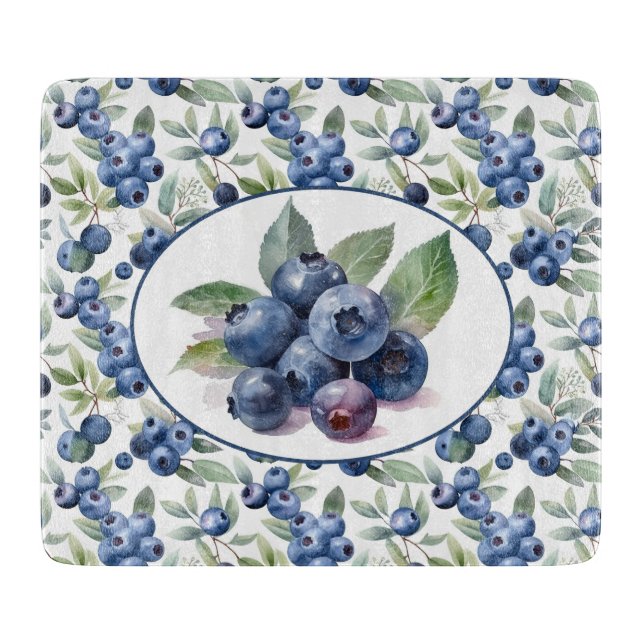 Tabla De Cortar Acuarela Cuate Blueberries (Anverso)