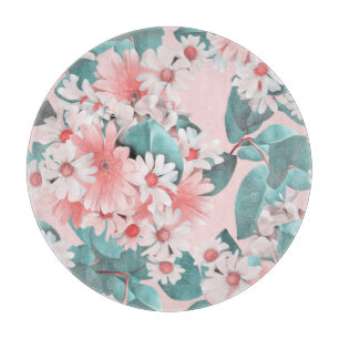 Tabla De Cortar Acuarela de Chamomile: diseño floral sin foco