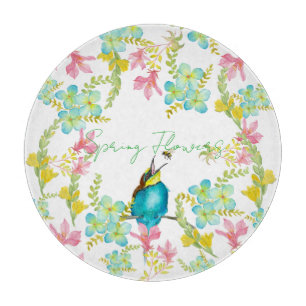Tabla De Cortar acuarela de flores de primavera
