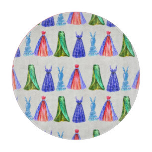 Tabla De Cortar acuarela de moda, patrón de vestidos a mano.
