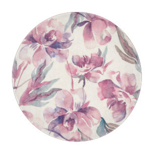 Tabla De Cortar acuarela de peonies: fondo floral sin fisuras.
