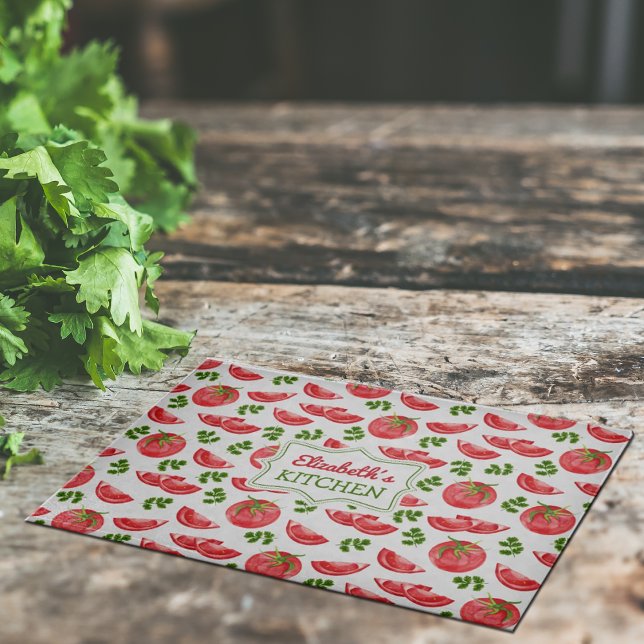 Tabla De Cortar Acuarela de tomates personalizados, cocina (Subido por el creador)