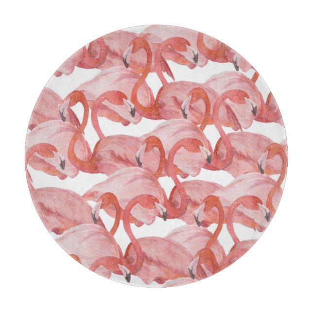 Tabla De Cortar Acuarela Flamingo: Patrón sin foco (Anverso)
