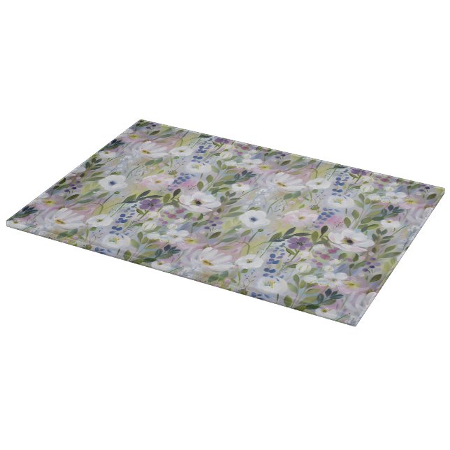 Tabla De Cortar Acuarela Floral de Prado Suave (Borde)