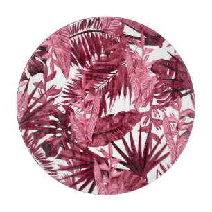 Tabla De Cortar Acuarela Foliage Púrpura, Floral Seamless.