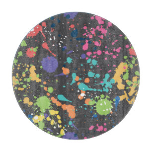Tabla De Cortar Acuarela Grunge: Patrón de puntos coloridos.