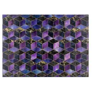 Tabla De Cortar Acuarela isométrica con galaxia de oro y mármol