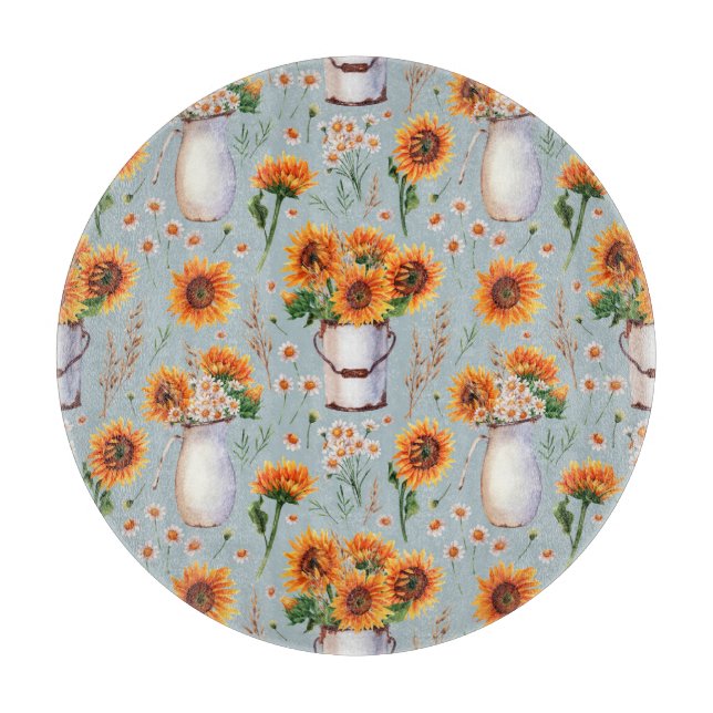 Tabla De Cortar Acuarela Rústica Sunita, Patrón Sin Marea. (Anverso)