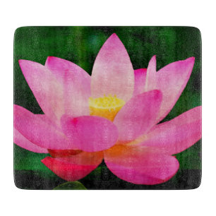 Tabla De Cortar Acuarela viva de la flor de Lotus