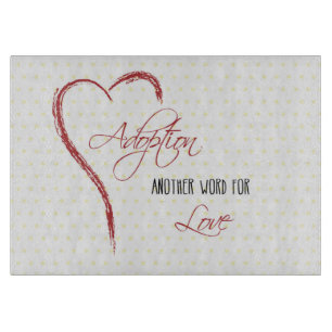 Tabla De Cortar Adopción, puntos amarillos con corazón rojo