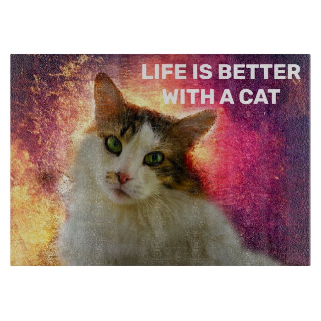 Tabla De Cortar Adorable Cute Calico Cat (Anverso)