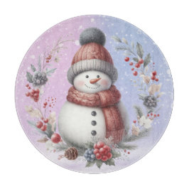 Tabla De Cortar Adorables Navidades de Snowman Wreath