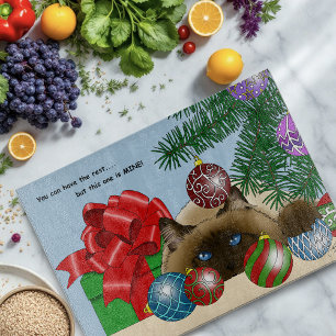 Tabla De Cortar Adorno de Bola de Navidad Gato Siamés Divertido