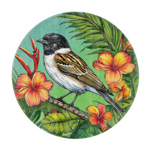 Tabla De Cortar Adorno de pájaro floral