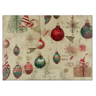 Tabla De Cortar Adornos de Navidad Antiguos Vintage Retro