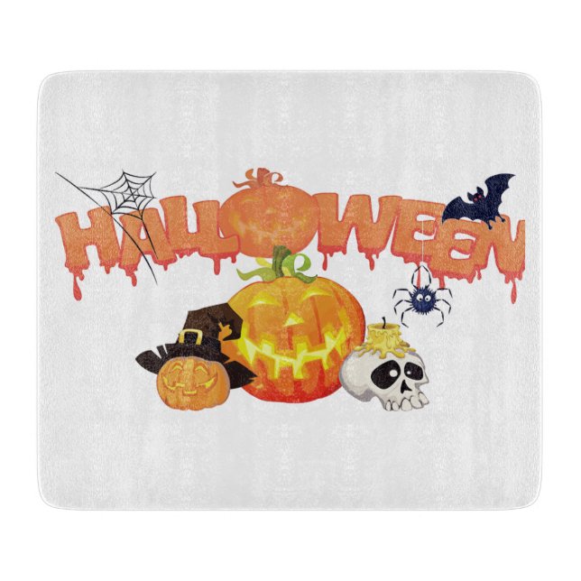 Tabla De Cortar Adornos lindos de Halloween (Anverso)
