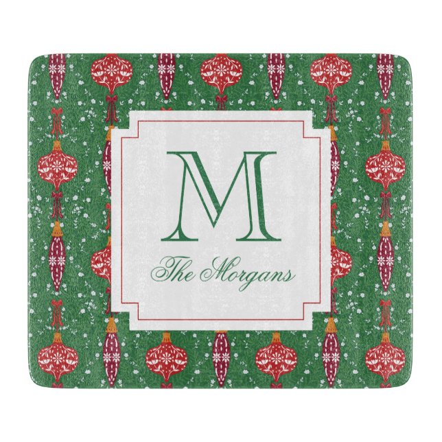 Tabla De Cortar Adornos Navideños Festivos Monograma (Anverso)
