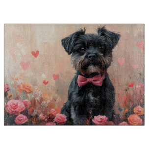Tabla De Cortar Affenpinscher con Rosas - Día de San Valentín