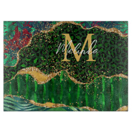 Tabla De Cortar Agante de impresión de animales de safari verde