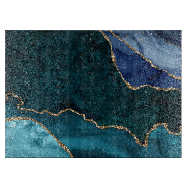 Tabla De Cortar Ágata Lux Pavón & Oro  (Anverso)