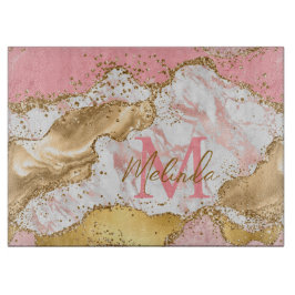 Tabla De Cortar Agitación de las secuencias doradas y rosas