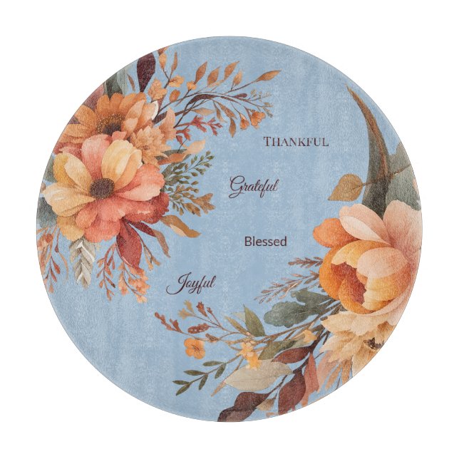 Tabla De Cortar Agradecimiento Grategul Blessed Floral Acción de G (Anverso)