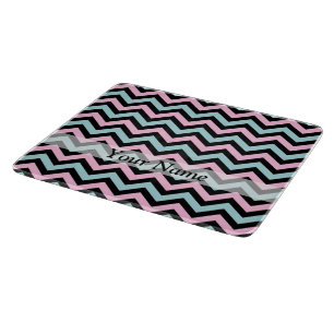 Tabla De Cortar Agua rosa y chevron negro
