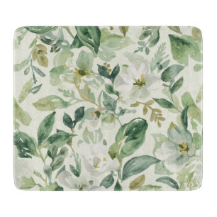 Tabla De Cortar Agua verde botánica acuarela floral hojas naturale