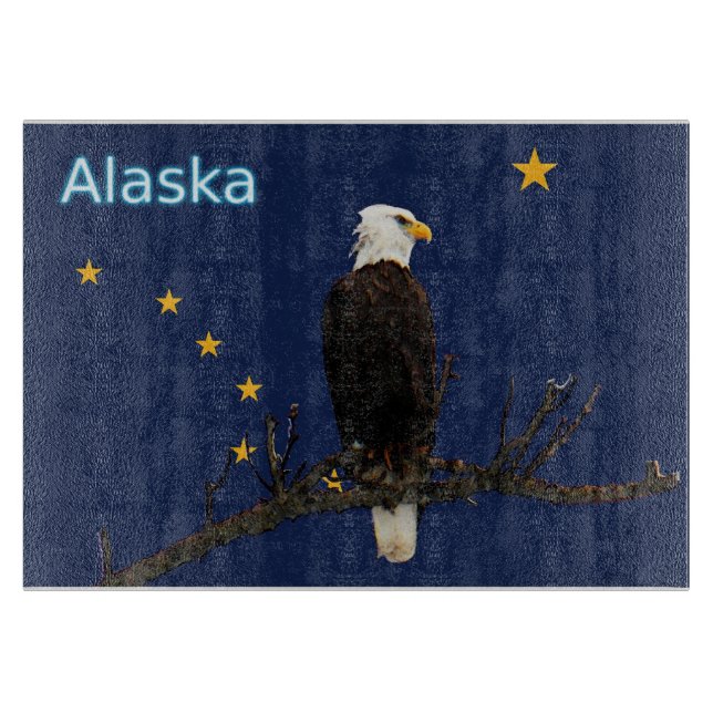 Tabla De Cortar Águila Alaska Y Bandera (Anverso)