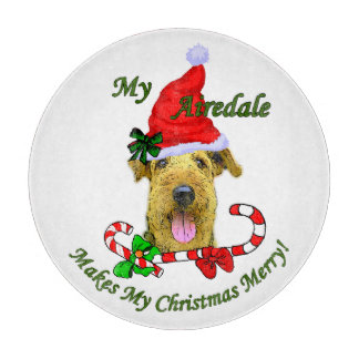 Tabla De Cortar Airedale Terrier Navidades Merry
