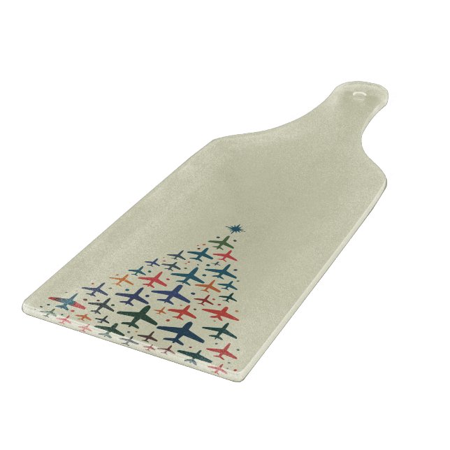 Tabla De Cortar Airplane Christmas Tree Retro Pilot Flying Flight  (Borde)